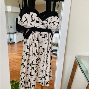 Midi black and white flare dress